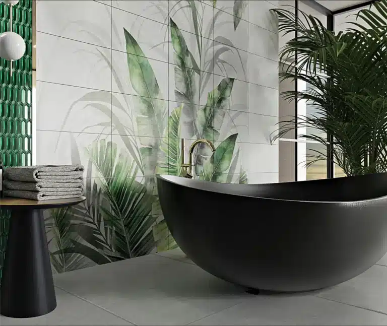 Large tile mural in bathrom