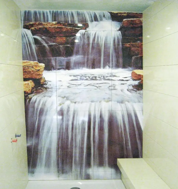 waterfall tiles in bathroom