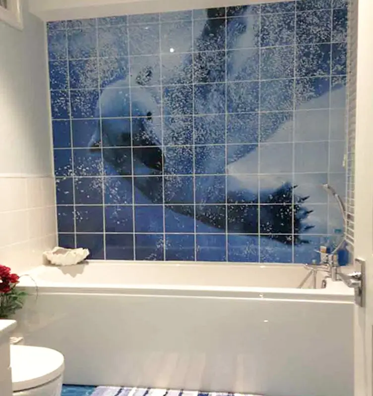 bathroom printed wall tiles polar bear