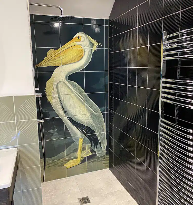 American White Pelican Vintage Antique Bird Print on tiles