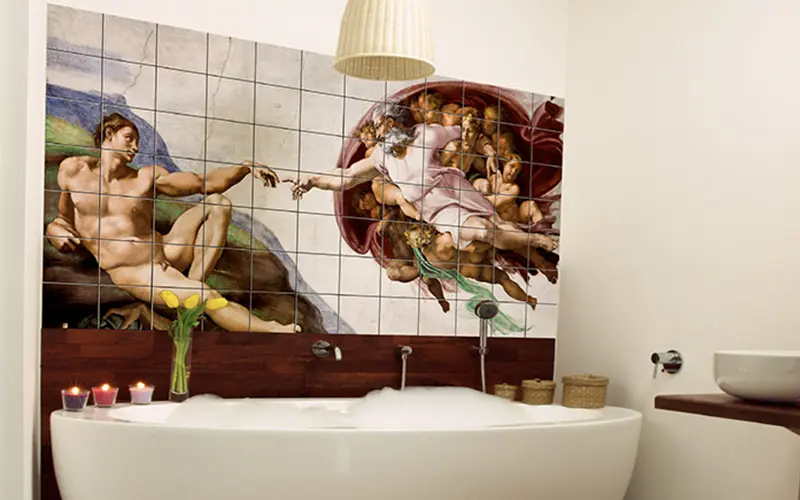 bathroom art tiles mural