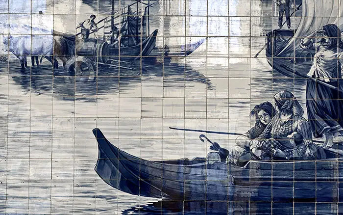 delft tiles mural